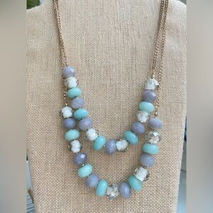 Vintage LOFT Beaded Faceted Stone and Glass Double Strand Necklace
